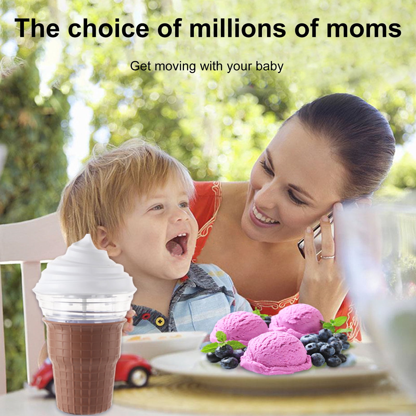 Homelife Electric Ice Cream Maker Quick DIY Fruit Ice Cream Machine for Homemade Gelato Sorbet Yogurt Milkshakes Drinks