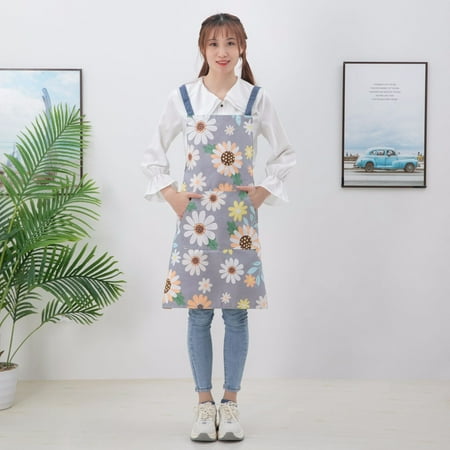 

Homgreen Floral Apron for Women with Pockets Adjustable Cotton Chef Aprons for Kitchen Cooking BBQ & Grill