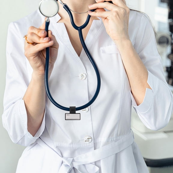 SEWCHICS 12-Pack Black Plastic Stethoscope ID Tags with Name Clips for Secure and Easy Attachment