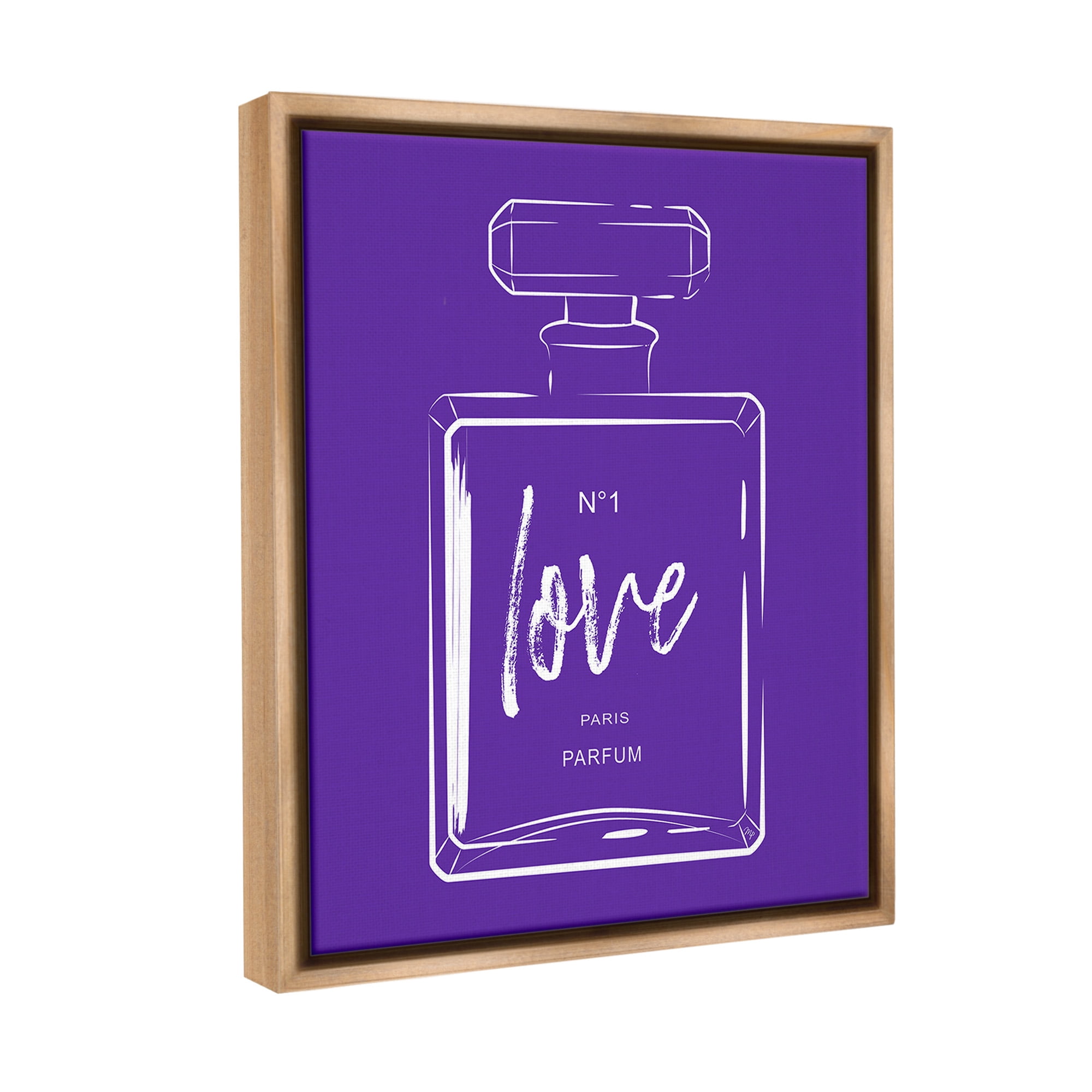 Stupell Industries Simple Perfume on Purple Beauty & Fashion Painting Brown Floater Framed Canvas Art Print Wall Art, 25 x 31