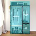 thumbnail image 3 of Acacia Wood Garment Racks with Shelves 2 Wicker Drawers and 4 Hooks Heavy Duty Closet Organizer for Hanging Clothes, Freestanding Closet Wardrobe Rack, Vintage Brown, 3 of 10