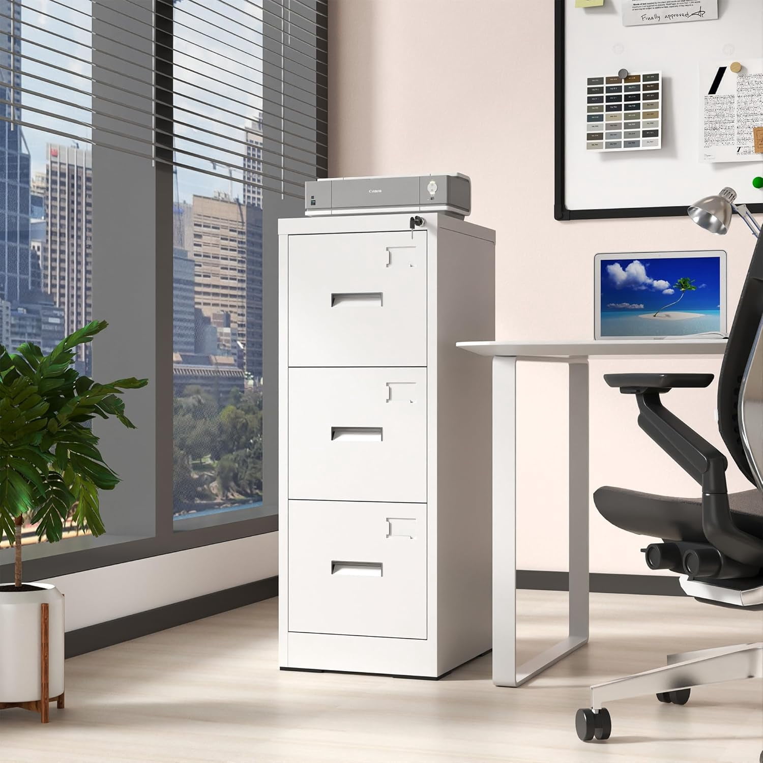 AQY 2 Drawer File Cabinet with Lock, Metal Filing Cabinets for Home Office, 18" Deep Heavy Duty Vertical Storage Cabinet for Hanging A4/Letter/Legal Size Files, Assembly Require