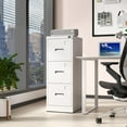 thumbnail image 2 of AQY 3 Drawer File Cabinet with Lock, Metal White Filing Cabinets for Home Office, 18" Deep Heavy Duty Vertical Storage Cabinet for Hanging A4/Letter/Legal Size Files, Assembly Required, 2 of 12