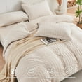 thumbnail image 3 of Beige Full Size Comforter Set Seersucker 7 Pieces All Season Luxury Bed in a Bag with Sheets Pillowcases Shams Soft Microfiber, 3 of 8