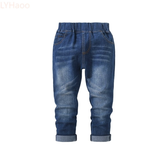 LYHaoo Boys Stretch Denim Pants With Elastic Waist And Functional Pockets For All Seasons Comfort Baggy Jeans,Sizes 2-3 Years