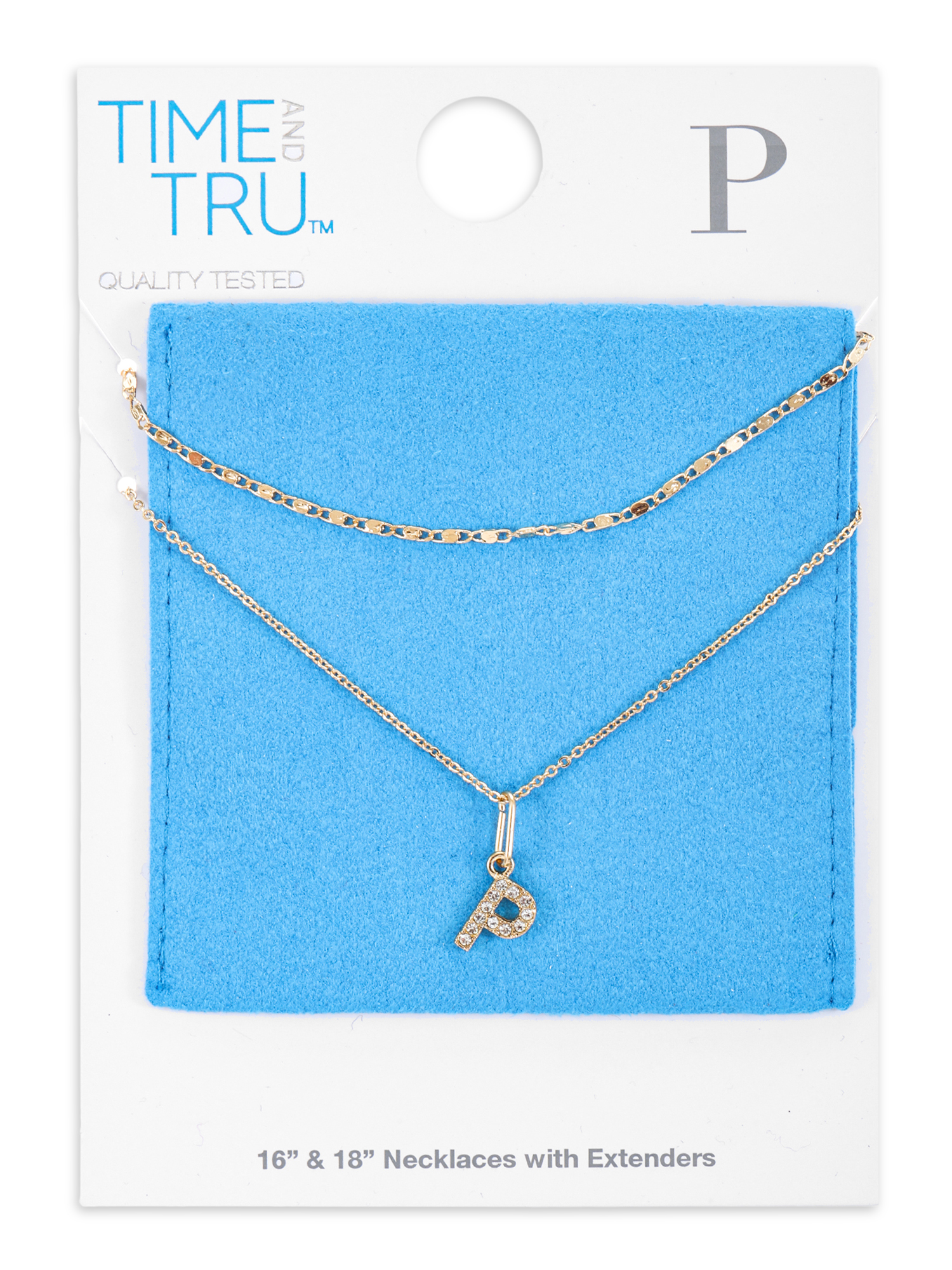 Time and Tru Goldtone Initial Letter Necklace Set for Women, 2 Piece Set