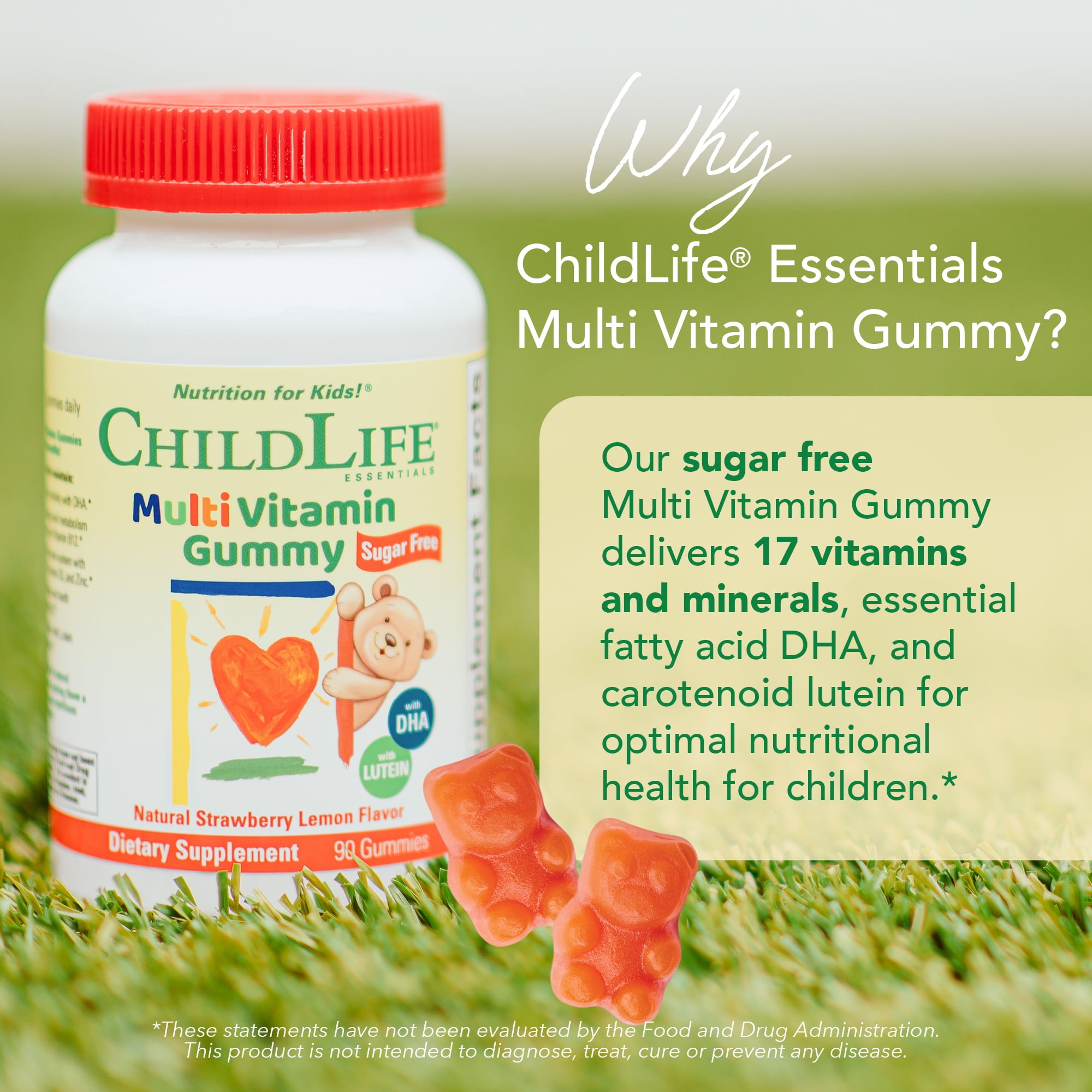 ChildLife Essentials Kids Multivitamin Gummies: Essential Nutrients for Kids, Strawberry Lemon Flavor, 90 Gummies