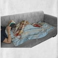 thumbnail image 6 of Letter Y Soft Flannel Fleece Throw Blanket, Aquatic Typography with Y Blue Vertical Planks Starfishes Scallops, Cozy Plush for Indoor and Outdoor Use, 50" x 70", Dark Coral Pale Blue, by Ambesonne, 6 of 6