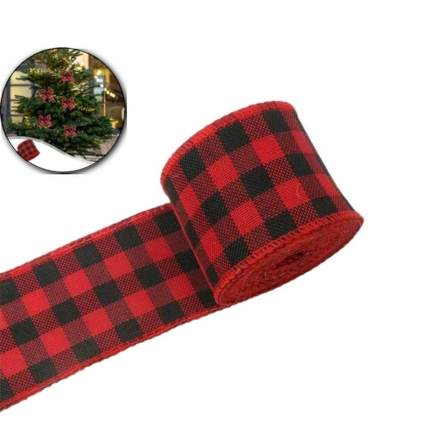 Dvruxg Christmas Plaid Ribbon Gingham Wrapping Ribbon Tartan Decor for Christmas DIY Crafts Wrapping Gift Home Decorations Bows