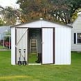 thumbnail image 2 of Elegant 6ft x 8ft Metal Garden Shed – Chic Outdoor Storage Solution in Striking White and Coffee Colors. Perfect for Organizing Tools and Enhancing Your Garden's Style!, 2 of 7