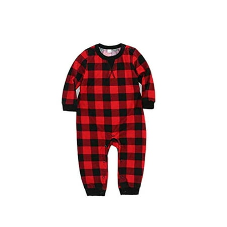 

MERSARIPHY Black and Red Plaid Parent-Child Suit Long Sleeve Family Pajamas Set Round Neck Loose Two-piece Outfit