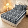 thumbnail image 2 of Manfei Modern Checkered Zipper Queen Comforter Set with Fitted Sheet and 2 Pillowcases,Geometric Check Art Zipper Bedding Set,Gray,Light Gray Reversible,4pcs, 2 of 8