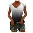 thumbnail image 1 of ZQGJB Women's Cap Sleeve Tank Tops Trendy U Neck Tie Dye Gradient Print Summer Casual Shirts Loose Relaxed Fit Basic Workout Tees Blouse Gray XXL, 1 of 5