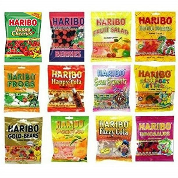 haribo gummy gummies candy assorted variety (pack of 12)