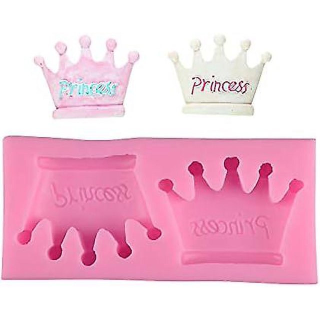 Baicccf Molde de chocolate con forma de corona de princesa de 2 cavidades, moldes de silicona para hacer dulces, para fondant, azúcar, cubitos de hielo, arcilla de goma, postres, m