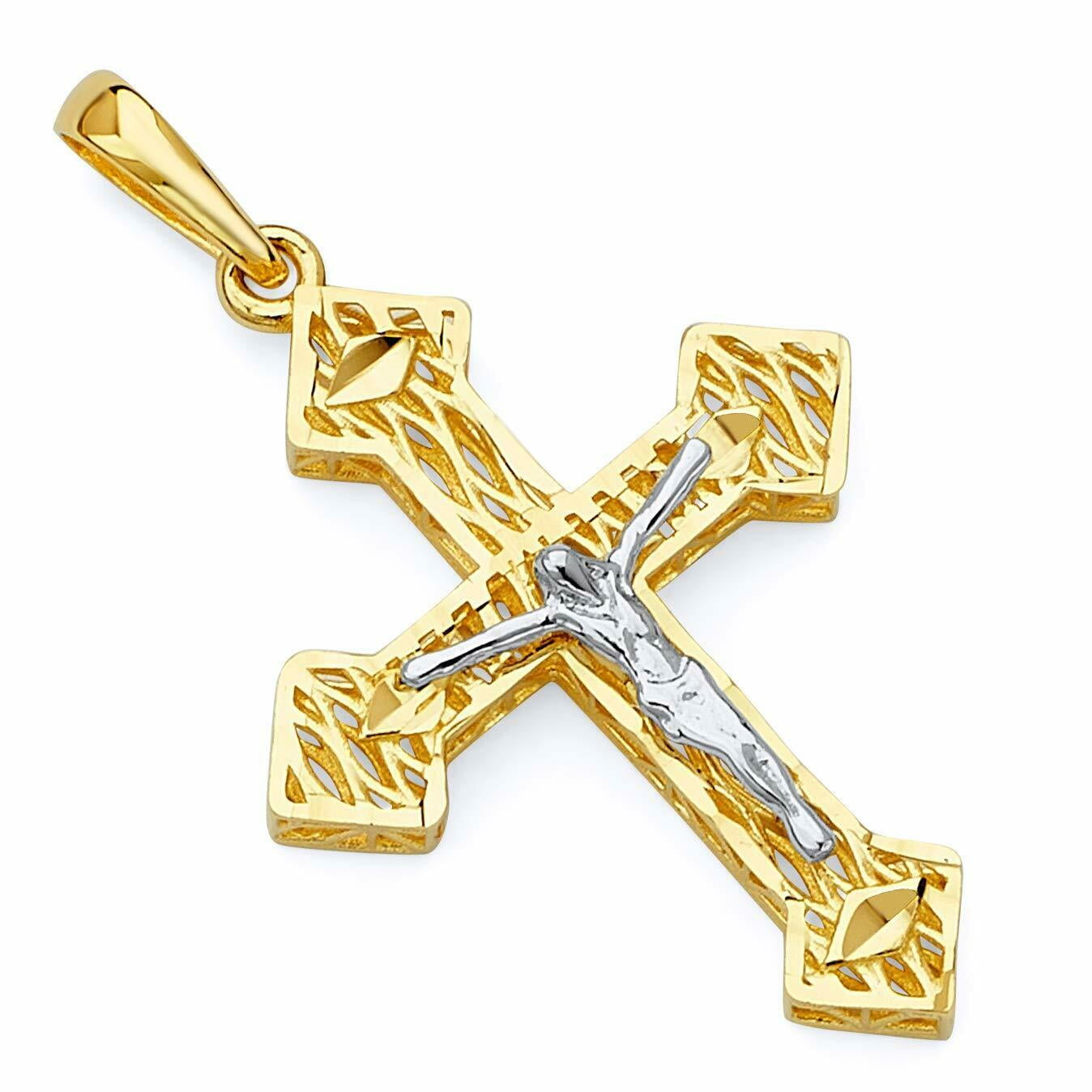 Mia Diamonds 14k Gold Rhodium-plated Polished INRI Crucifix Pendant