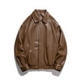 thumbnail image 4 of Maoxin Men's Leather Jacket Man Solid Color Pockets Zipper Lapel Leather Coat Leather Jacket Men Plus Size Coffee M, 4 of 4