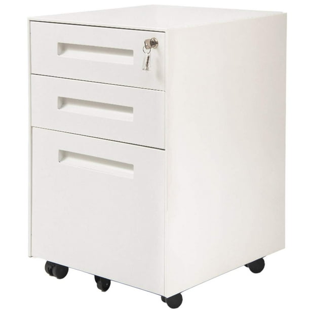 Modernluxe 3 Drawer File Cabinet With Lock Metal Mobile File