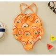thumbnail image 2 of stylesilove Baby Toddler Girls Rainbow Print One-Piece Swimsuit Ruffle Crisscross Back Bathing Suit Beach Swimwear (12 Months, Orange), 2 of 7