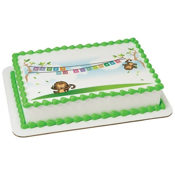1st Birthday Monkeys Edible Icing Image