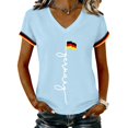 thumbnail image 1 of Women's Germany Football Graphic T-Shirt, Women's V-Neck T-Shirt German Soccer Letter Print Graphic Tee, Casual Fashion Top, Summer Short Sleeve Blouse for Soccer Tournament 2026 Light Blue Size: XL, 1 of 5