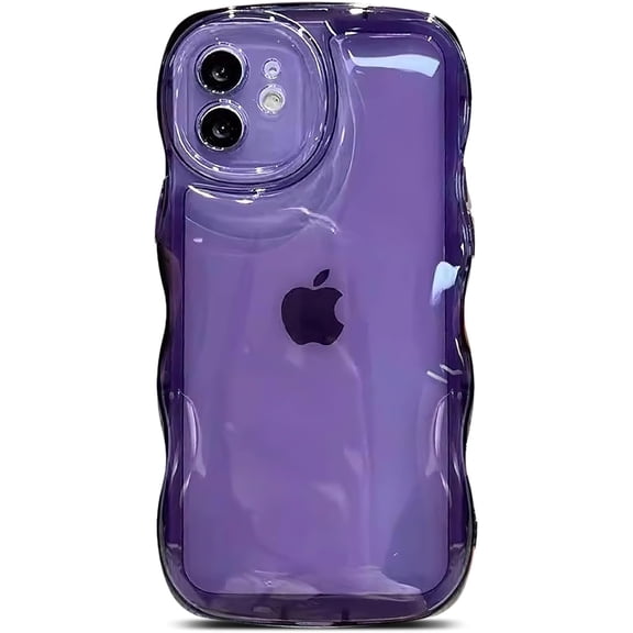 Compatible with iPhone 12 Case,Cute Kawaii Curly Wave Frame Shape Cases,Clear Soft Silicone Shockproof Protective Bumper Phone Cover for Women