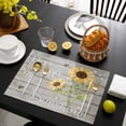 thumbnail image 3 of You Are My Sunshine Placemats Set of 8, Yellow Sunflowers Cute Bees Heart Retro Wood Placemats for Dining Table, Place Mats for Kitchen Tabletop, Waterproof Wipeable Dining Table Mats Set, 3 of 9