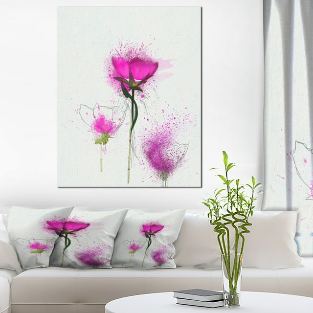 Fleurs de Marguerites Violettes à l'Aquarelle - Impression d'Art Floral sur Toile