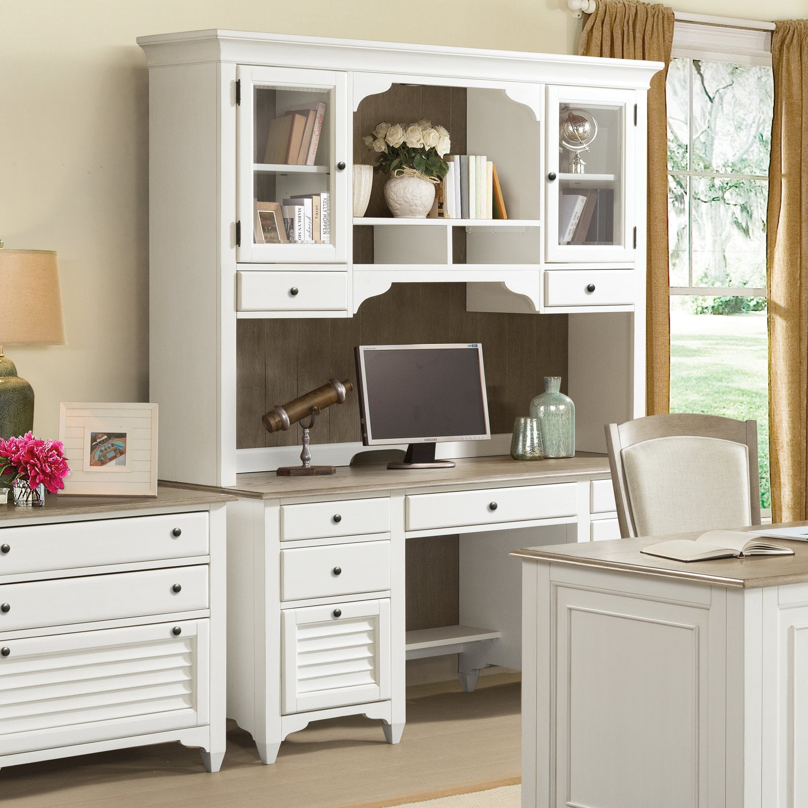Riverside Furniture Myra Credenza Desk With Optional Hutch
