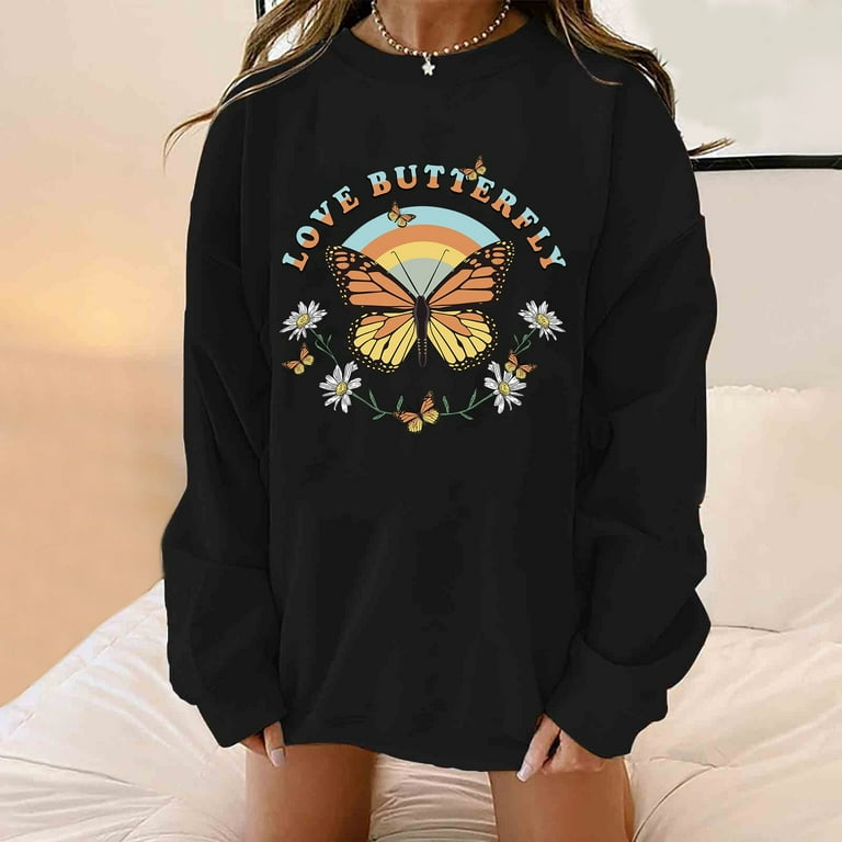 Clearance Sales Women s Hoodless Sweatshirt Women s Hoodless Sweatshirt Full Zip Sweatshirt Crewneck Loose Hooded Casual Long Sleeve Pullover Tops