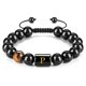 thumbnail image 1 of Con Letras Ajustables De 10Mm, Cuentas De Piedra De Ojo De Tigre De Ónix Negro Natural, Pulsera De Cuerda Trenzada, Regalo Significativo 26 Pulseras Cateissary AP006886-20, 1 of 6