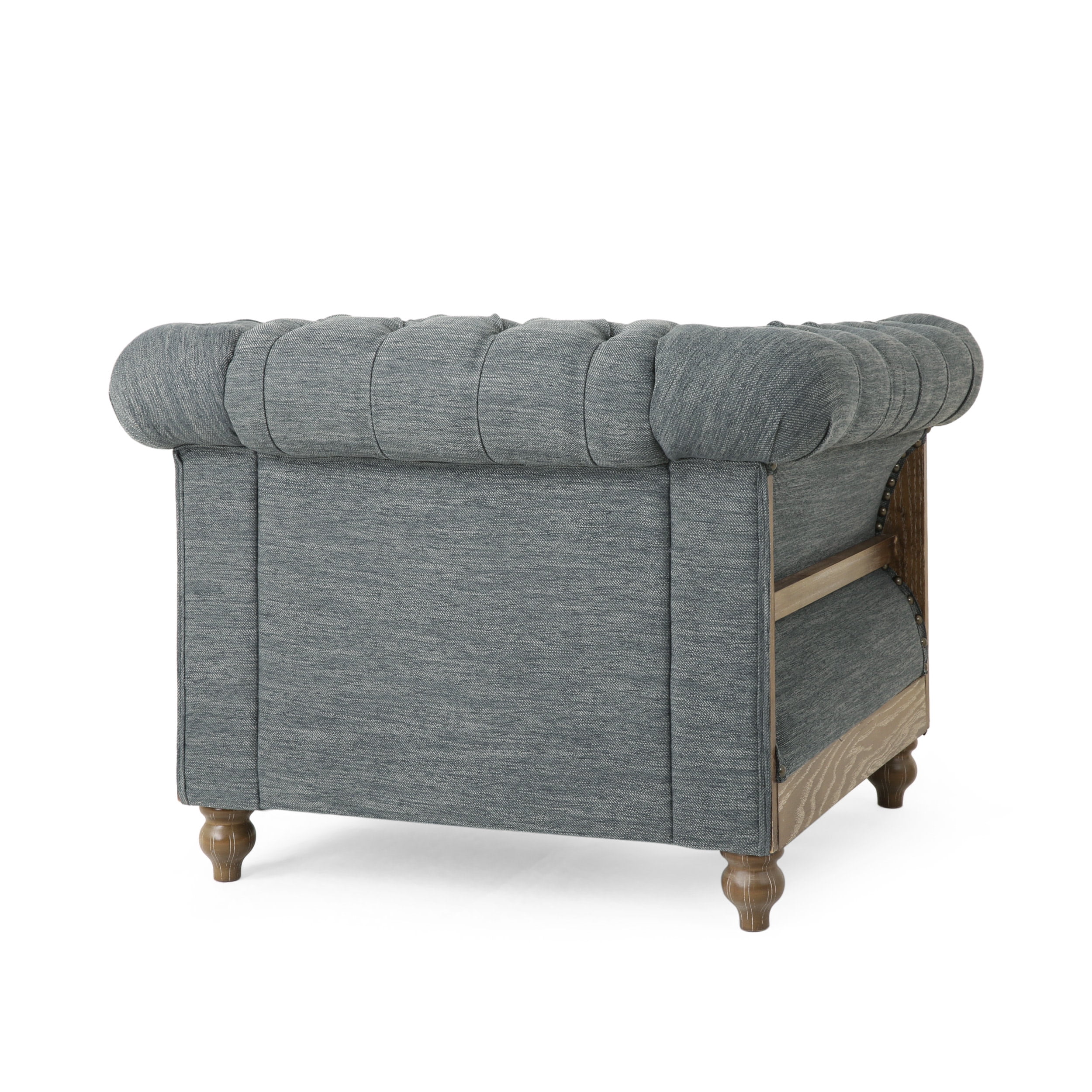 Noble House Petes Fabric Chesterfield Tufted Club Chair, Set of 2, Charcoal