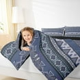 thumbnail image 3 of jejeloiu Rustic Western Aztec Bedding Comforter Set,Retro Bohemian Geometric Twin Comforter Sets,Purple Blue Triangle Rhombus Bedding Set For Men Women,Home Decor Reversible,2pcs, 3 of 7