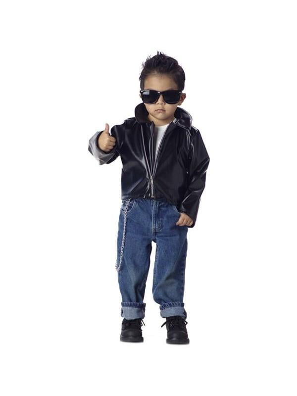 Our child greaser outfit is a fun costume idea for any period theme costume  party. * Black vinyl jacket with zipper * Size: Toddler 2T-4T * SKU: ...