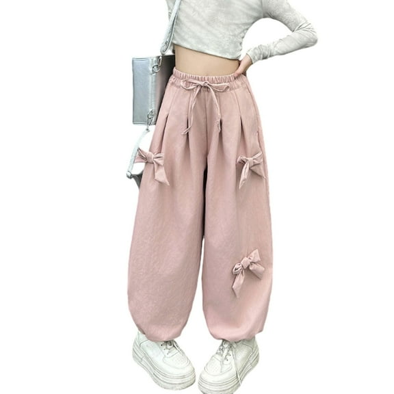 MEZZALL Girls Pants Cute Loose Fit Style Bow Tie Harem Pants For Toddler Kids Autumn Fashion Comfortable Casual Trousers Versatile Slacks