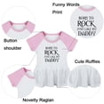 thumbnail image 2 of Pack of 2, Born To Rock Just Like My Daddy & Born To Be A Sailor Just Like My Daddy Funny Dresses, Newborn Baby's Skirts, Infant Princess Dress, Toddler Frocks (Pink Raglan Dresses, 0-6 Months), 2 of 5