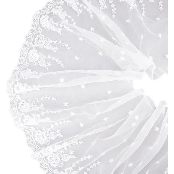 1set 5 Yards Embroidered Eyelet Lace Trim Polyester Lace Fabric 13-3/4 Inch Wide White Lace Ribbon Flower Vintage lace Trim for Sewing Crafts Wedding Bridal Clothes Curtain Decoration