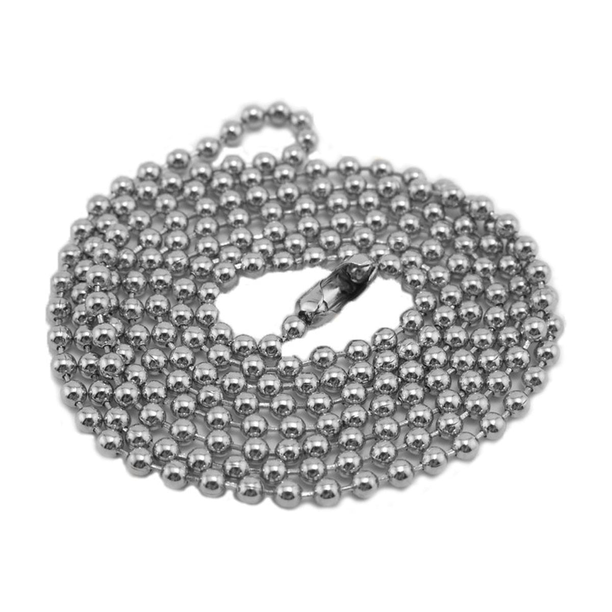 Bulk 100 Pack - Anti Corrosion NICKEL PLATED Beaded Neck Chain ID Badge Holders - 36 Inch Long ADJUSTABLE LENGTH Steel Necklace Lanyard - Great For Police Badges and Military Dog Tags by Specialist ID