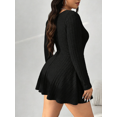 thumbnail image 4 of Women's Plus Size Long Sleeve Square Neck Ribbed Dress with Pockets A‑Line Mini Dress, 4 of 4