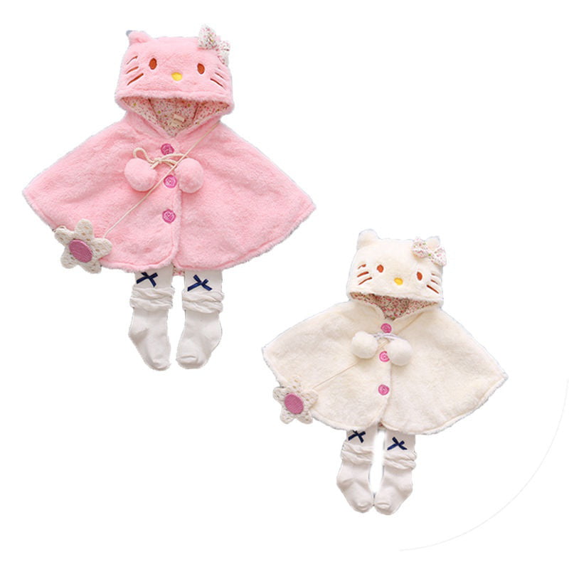 Newborn Baby Girls Fur Coat Cloak Winter Warm  Bunny Ears Jacket Hooded Outwear 