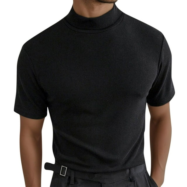 Kcodviy T-Shirts d'Été Unis pour Hommes Pack Col en V Chemise Blouse Col Roulé T-Shirts Hommes Col en V Manches Courtes Hauts T Ajusté T-Shirts pour Hommes Chemise