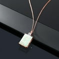 thumbnail image 4 of Gem Stone King 18K Rose Gold Plated Silver White Opal and White Topaz Pendant Necklace for Women (4.99 Cttw, Emerald Cut Cabochon 18X13MM, With 18 inch Silver Chain), 4 of 4