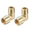thumbnail image 1 of Unique Bargains 1/4 NPT Male to 1/4 NPT Female Thread Brass Hose Fitting Elbow Right Angle, 2 Count, 1 of 5