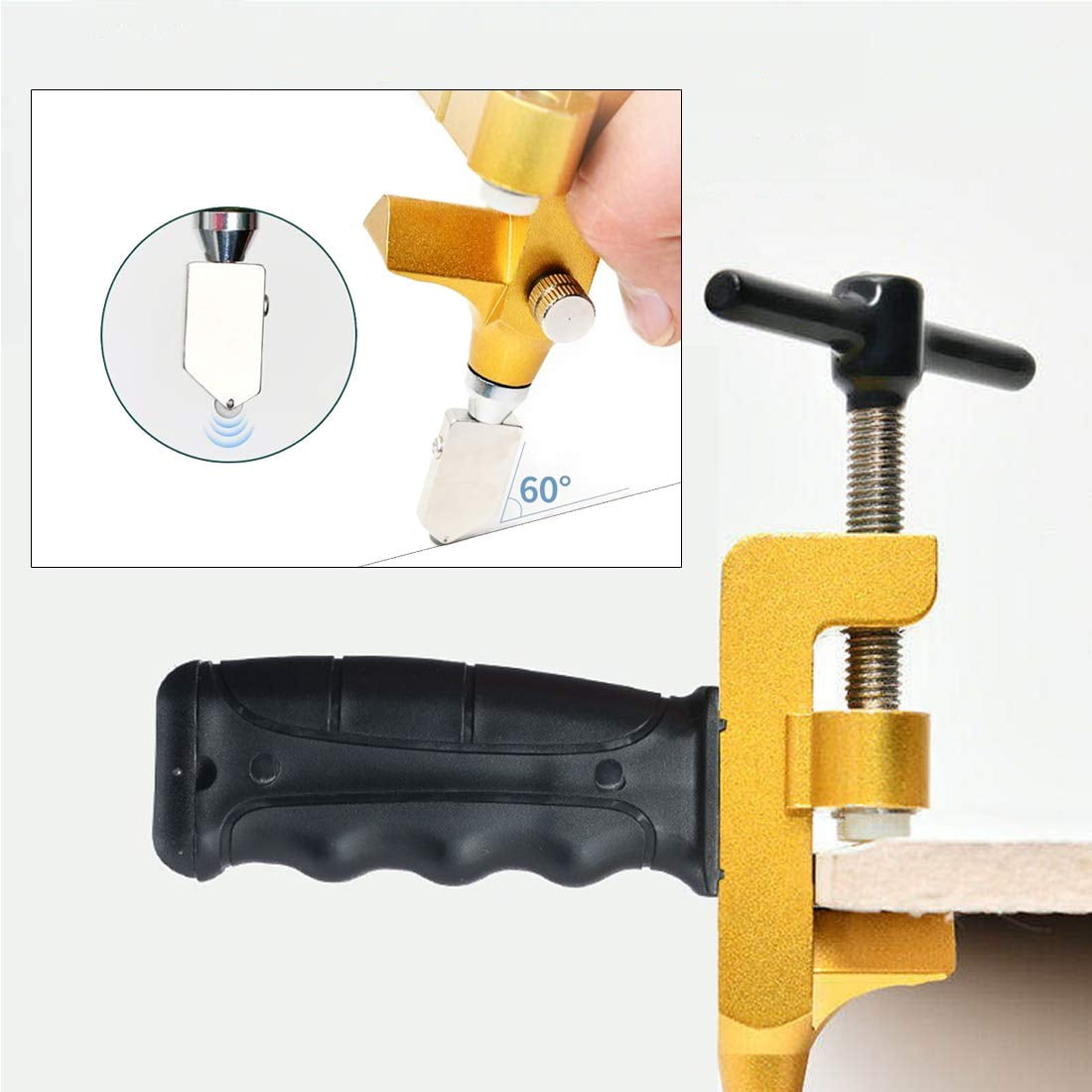 2 in 1 Glass Cutting Tool Kit Breaking Pliers and Glass Cutter Tungsten Hand Portable Glass knife for Ceramic, Mirror, Manual Tile Cutter Glass Breaker with 2 Bonus Tungsten blades and Screwdriver