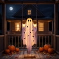 thumbnail image 5 of Hanging Halloween Witch Ghost Outdoor Decoration, Battery-Operated Illuminated Light-Up Flying Ghost on Wooden Swing Seat, Spooky Hanging Animatronic Decor for Front Porch, Tree & Yard, 5 of 10