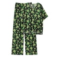 thumbnail image 3 of MINTREUS Lounge Sets for Women Knit Short Sleeve V-neck Tops and Long Pants Soft Comfy Pajamas Set Oversized 2 Piece Outfits, 3 of 8