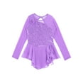 thumbnail image 3 of TSSOE Girls Long Sleeve Ballet Ice Skating Dress Costume Sequins Ballroom Competition Dancewear Light Purple 10, 3 of 5