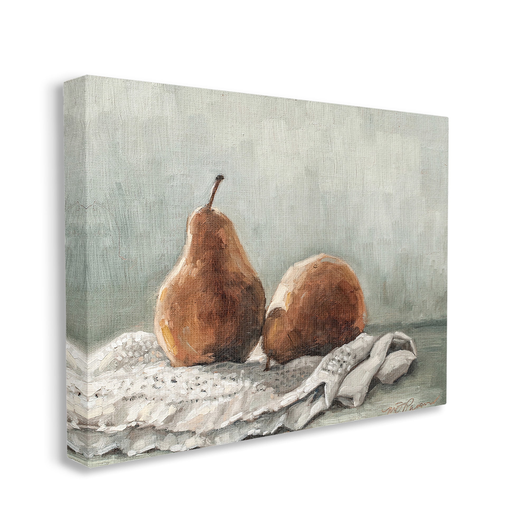 Stupell Industries Pears on Blanket Painting Food & Beverage Painting Gallery Wrapped Canvas Art Print Wall Art, 20 x 16