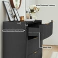 thumbnail image 5 of Weselon 6 Drawer Dresser, Wood Chest of Drawers, Modern Fluted Wide Chest of Drawers, Beside Table for Closet, Storage Cabinet Organizer for Bedroom, Living Room and Entryway, Black, 5 of 8