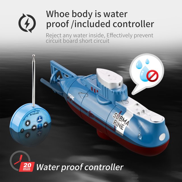Mini submarino RC de 6 canales con Control remoto, barco submarino RC, modelo de submarino, juguete para regalo educativo para niños